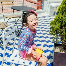 Летний купальник с принтом клубники для девочек, детские купальники, милые детские пляжные купальники, купальный костюм для девочек, голубой