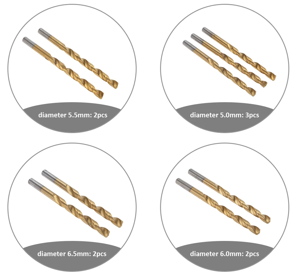 Набор сверл из быстрорежущей стали 99 шт. 1,5-10 мм с титановым покрытием поверхность 118 градусов для сверления металла DIY для домашнего использования с железной коробкой упаковка