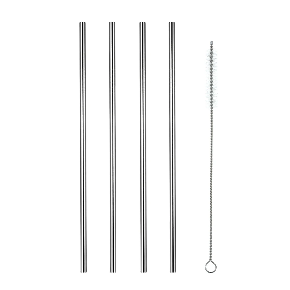 8.5" Stainless Steel Straws Reusable Metal Straws 4 Straight Straws with a Cleaning Brush - Цвет: 10.5inch