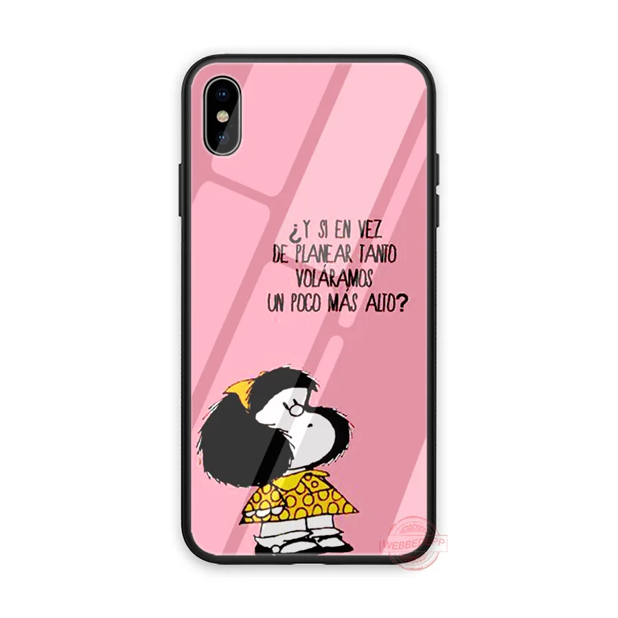 Чехол для телефона WEBBEDEPP Mafalda из закаленного стекла для Apple iPhone XS Max XR X 8 7 6 S Plus 5s SE - Цвет: TG4