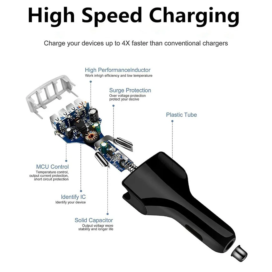 CRDC быстрое зарядное устройство 3,0 USB Автомобильное зарядное устройство QC 3,0 Универсальный Автомобильный мобильный телефон быстрое зарядное устройство для iPhone X 8 Xiaomi samsung Автомобильное зарядное устройство