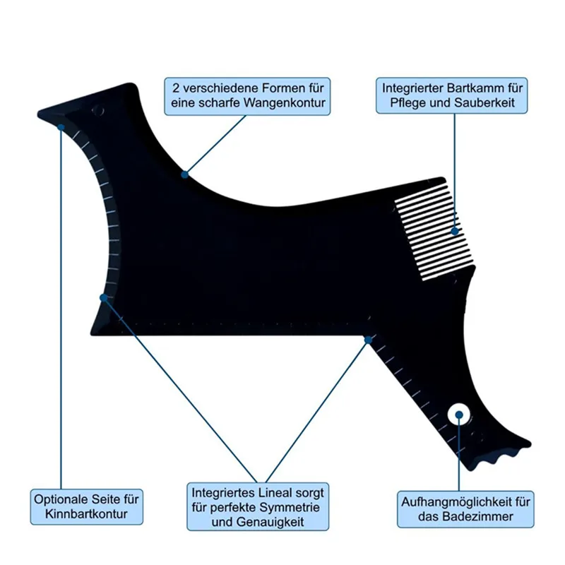 Идеальная Расческа для бороды для ухода за лицом для мужчин прозрачный черный трафарет профильная Расческа для укладка бороды инструмент для формирования бороды вкладыш-шаблон