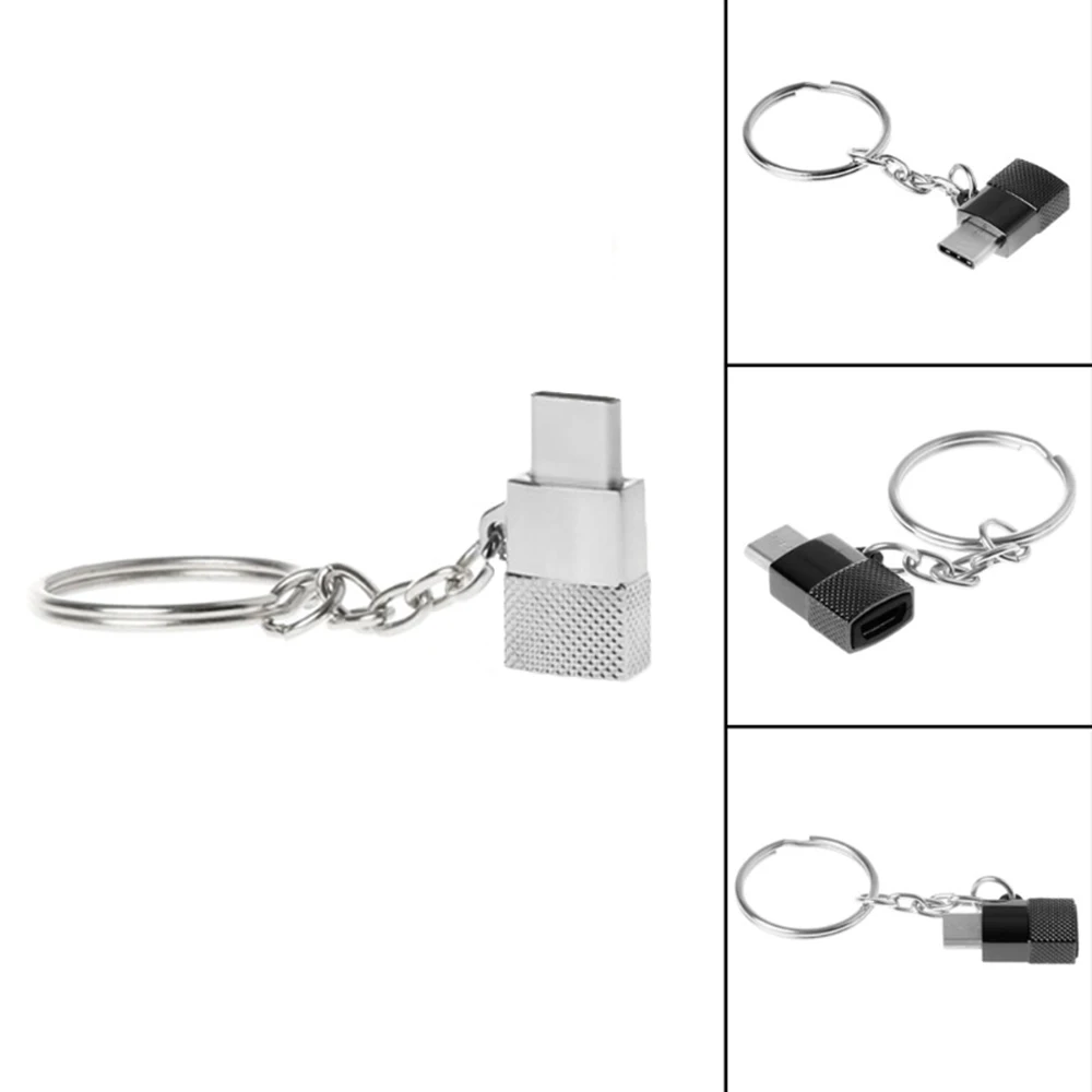 

Micro USB to Type-c USB Data OTG Adapter With Chain Metal For Laptop PC iPhone Android Charging Transmission Alloy Zinc Adaptor