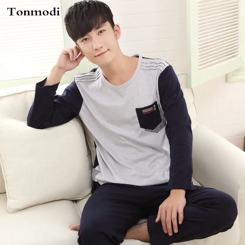 

Men's Pajamas Spring And Autumn Cotton Pajamas Sleepwear Pullover Pyjamas Casual Sports Men Lounge Pajama Set