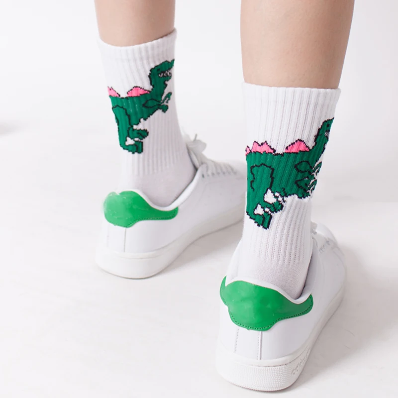 1 пара модных забавных женских носков с изображением динозавра|socks pattern|socks sockcreative