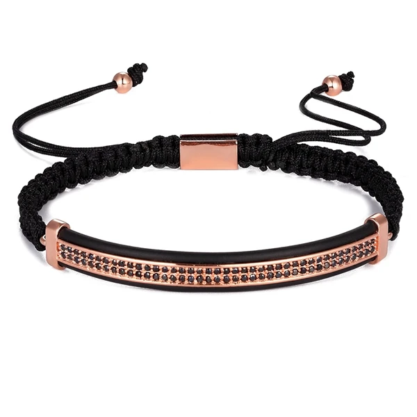 Top Quality Luxury Jewelry 3pcs/Set Bracelet Hip Hop Gold Jewelry Cubic Micro Pave CZ Crown Bead Bracelets For Men Women Gift - Metal Color: Style 2-Rose Gold