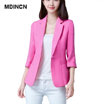 

DINCN Professional women Blazer suit pure color business formal slim three quarter office ladies Uniform Designs