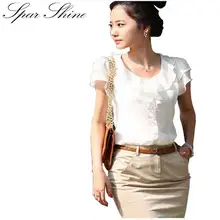 Women blouses 2016 spring summer Short sleeve shirt women white blouse tops woman clothes