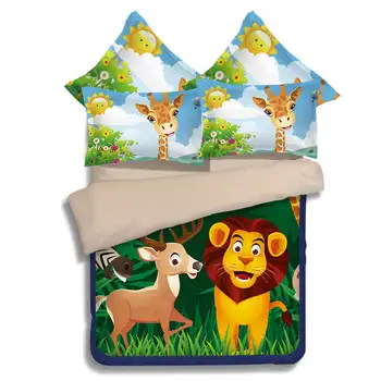 

Cartoon Lion Deer Printed Comforter Bedding Sets Twin Full Queen King Size Duvet Covers 3pc Children's Baby Home Textile Linens