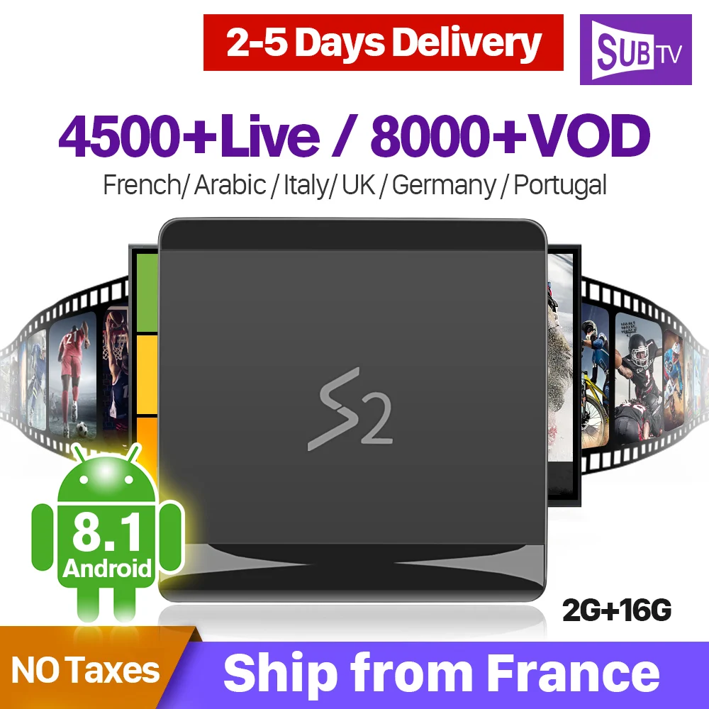 

Arabic French IPTV France SUBTV IPTV 1 Year S2 Android 8.1 2+16G Support 4K Italy Netherlands IPTV Subscription Portugal IP TV