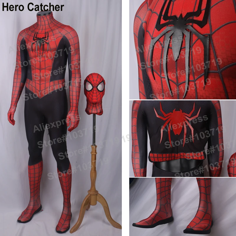 

Hero Catcher High Quality Custom Made New Raimi Spiderman Costume With 3D Spider Spandex Suit New Comic Raimi Spiderman Suit