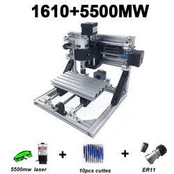 Мини ЧПУ 1610 лазерная гравировка машина с 500 mw головы ER11 древесины маршрутизатор PCB фрезерный станок резьба по дереву машина DIY с GRBL