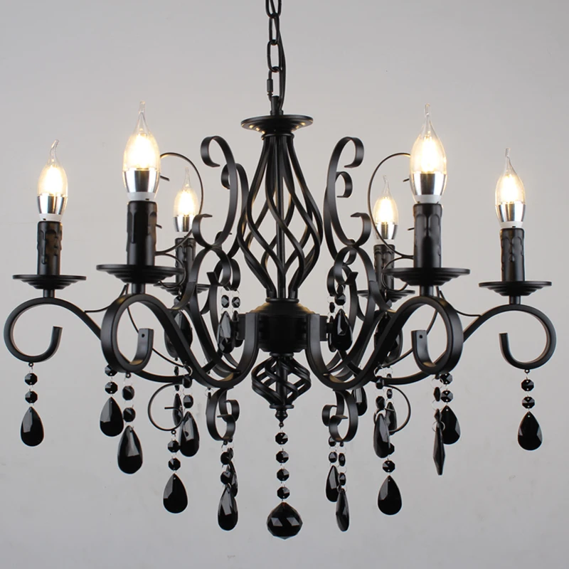 European Candle Chandelier Lighting Living Room Wrought ...