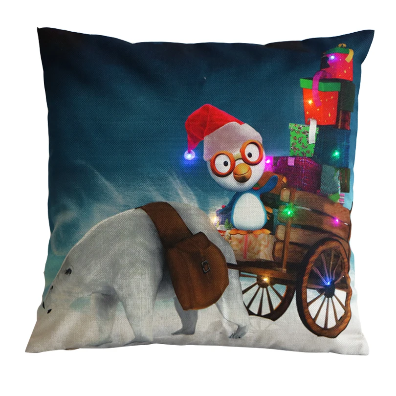 Модный домашний светодиодный льняной декоративный чехол для подушки, тканый Рождественский чехол для подушки с принтом снеговика, простой чехол для подушки 450 мм* 450 мм