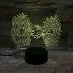 Новинка огни Звездные войны TIE Fighter TIE/LN мальчик ребенок подарок комнаты украшение лампы сглаз Starship светодиодный 3d-ночник лампа