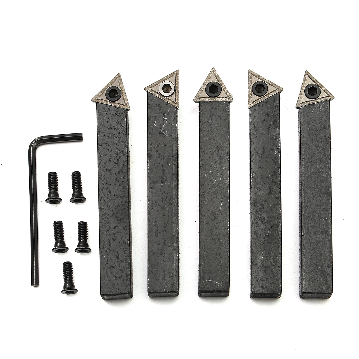

5Pcs Indexable Carbide Tipped Lathe Cutter Tool Set 12mm(1/2") For CNC Machine Style "A" "B" "E" Smoothly for Metal Lathe Use