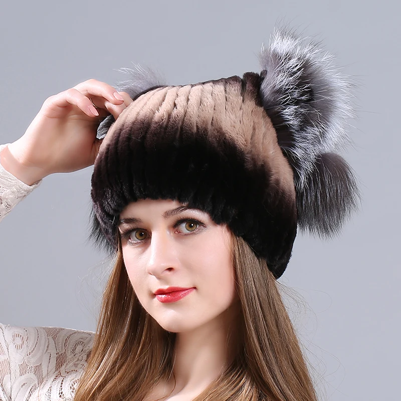 MIARA. L Новая женская шапка из меха кролика, шапка из лисьего меха с кошачьими ушками, зимняя утолщенная теплая шапка от производителя