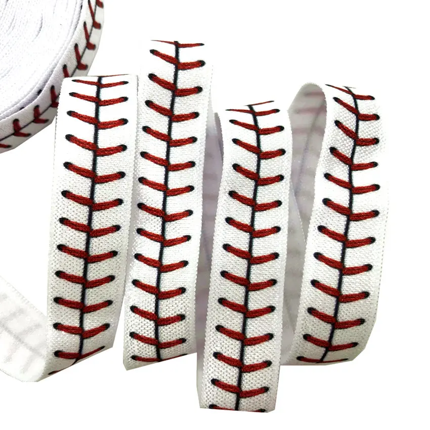 16mm Football Softball Volleyball Tennis Printed Elastic Band For Exercise FOE DIY Headband Sewing Dree Decoration Accessory 10Y
