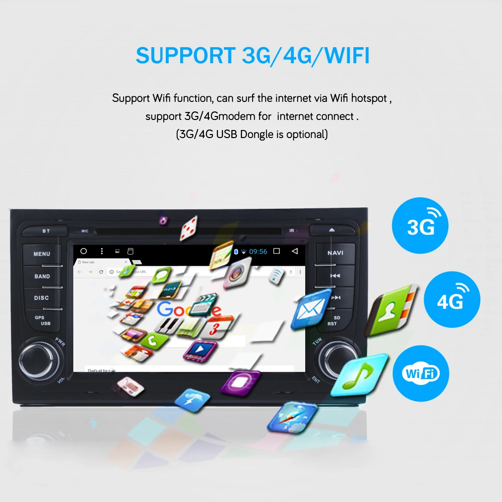 Discount Android 8.0 RK3188 2G RAM 2Din Car DVD Player  For A4 S4 RS4 2002-2008 Quad Core CANBUS WIFI 4G GPS Navigation FM Car Radio Map 7