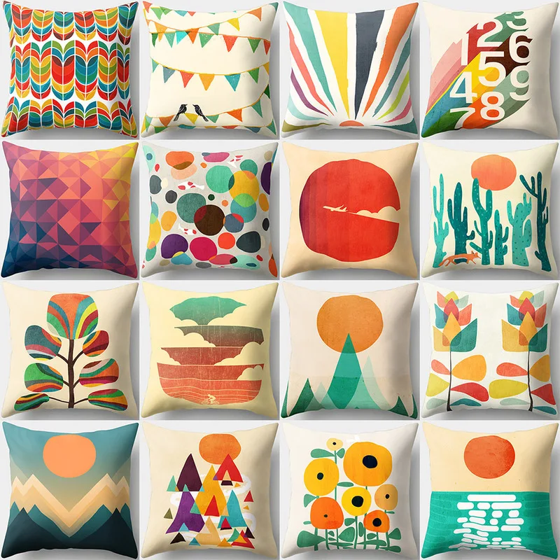 Textile Pillow Case Bedding Pillow Cover Waist Back Pillows Cover Peach