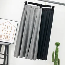 Лето Новое поступление Женская юбка хлопок полиэстер Свободный Тонкий коллаж стежка сплошной цвет длинная