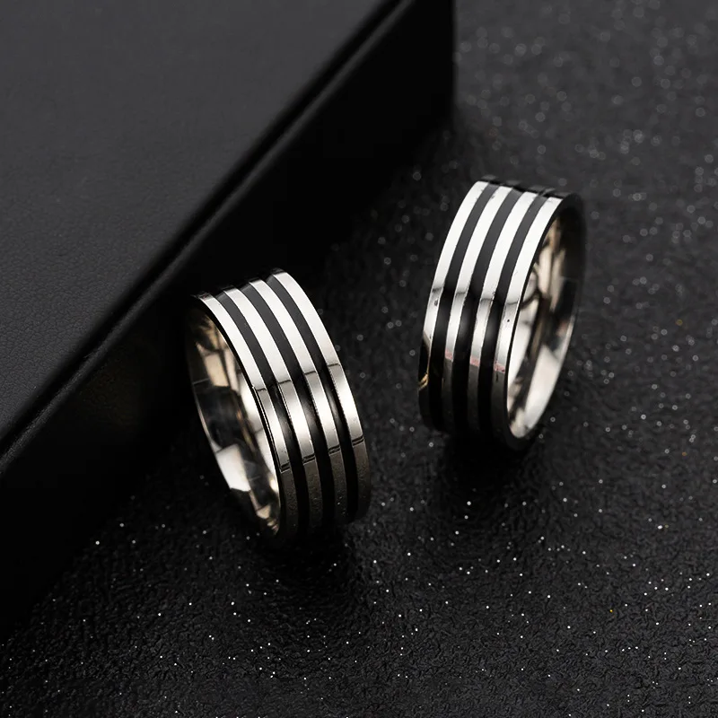 8 мм черная полоса мужское кольцо титановое кольцо Карбид повседневные мужские 316L ювелирные изделия из нержавеющей стали обручальные кольца бойфренд подарок