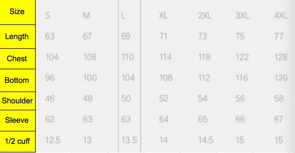 KAIDANMO Mesh jacket size chart 