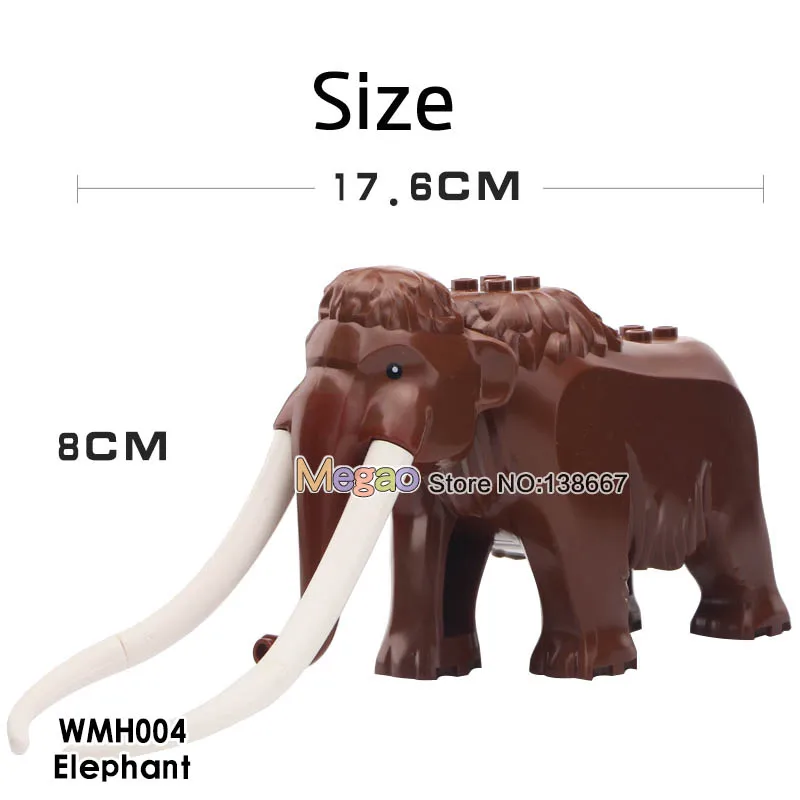 

Single Sale Elephant Mammoth Wolf Christmas Elf Deer Santa Action Figures Model Building Blocks Legoings DIY Toys For Children