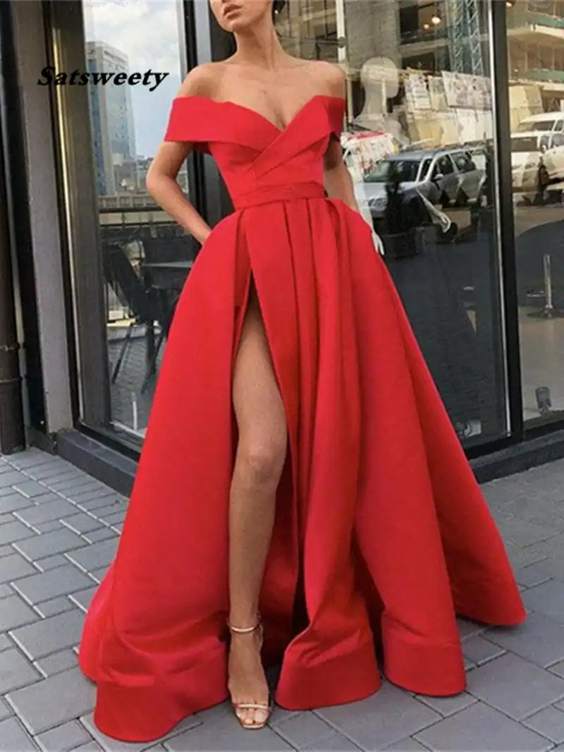 vestido vermelho ombro a ombro longo