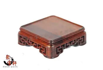 Annatto square seal base solid wood carving decoration stone Buddha vase handicraft furnishing articles rosewood carving annatto handicraft circular base of real wood of buddha stone are recommended vase furnishing articles