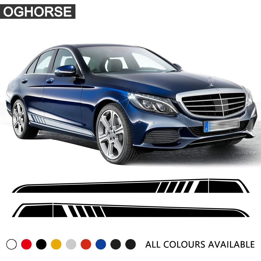 

2 Pcs Door Side Skirt Stripe Decal Sticker for Mercedes Benz C Class W205 Coupe Sedan C63 C180 C200 E Class W213 AMG Accessories
