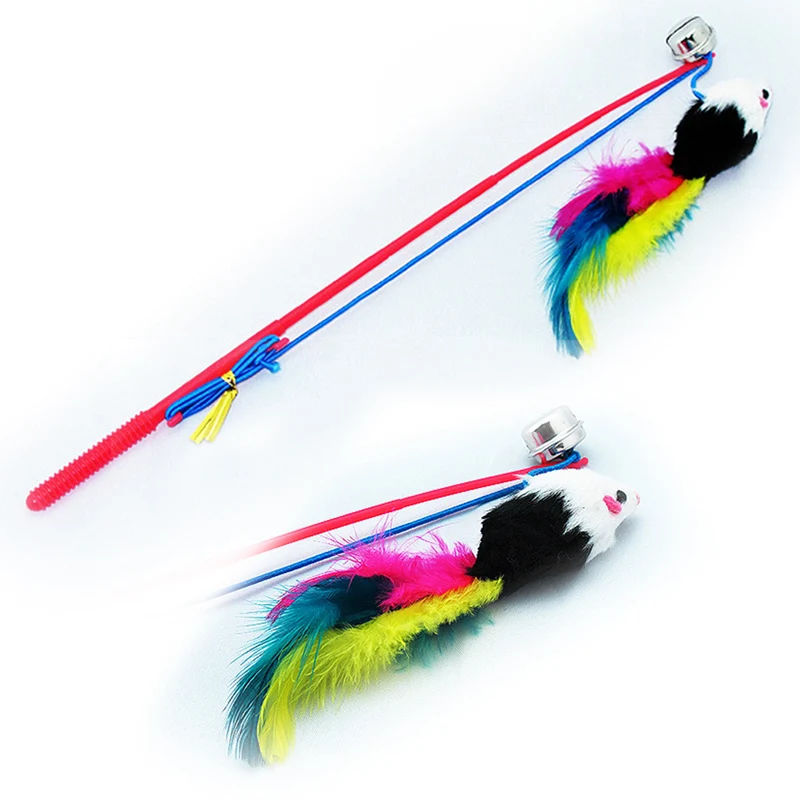 

Teaser Play Wand Tickle Stick With Dangle Mice and Small Bell, False Mouse Funny Cats Stick Cat Pet Dog Play Toys Products #0514