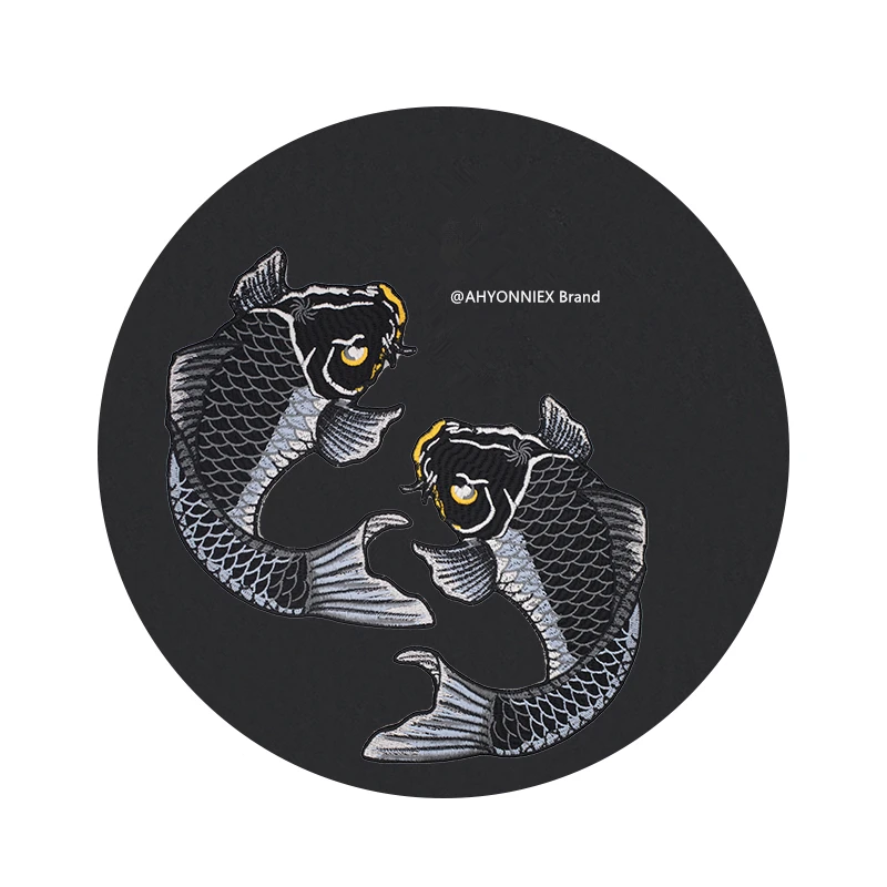 

1 PC Big Black Carp Fish Embroidered Patches for Clothes Sew on Garment Applique DIY Accessory Party Decor Big Fish Patch