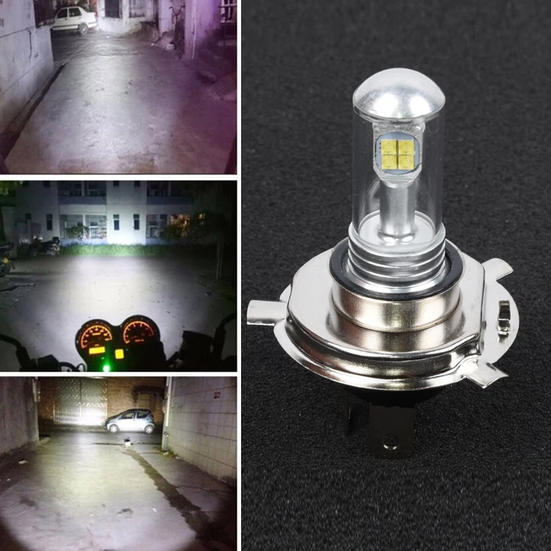 74x15 мм Белый алюминиевый сплав H4/HS1 DC 12 В 40 Вт 8LED COB 6500K мотоцикл Hi/Lo луч фары
