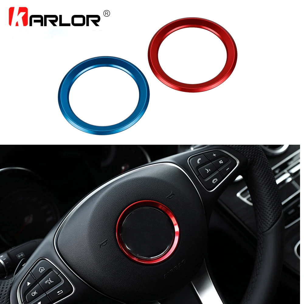 

Car Styling Steering Wheel Trim Decorative Circle Cover Frame Aluminum Accessories For Mercedes Benz W205 C180 C180L C200 C260