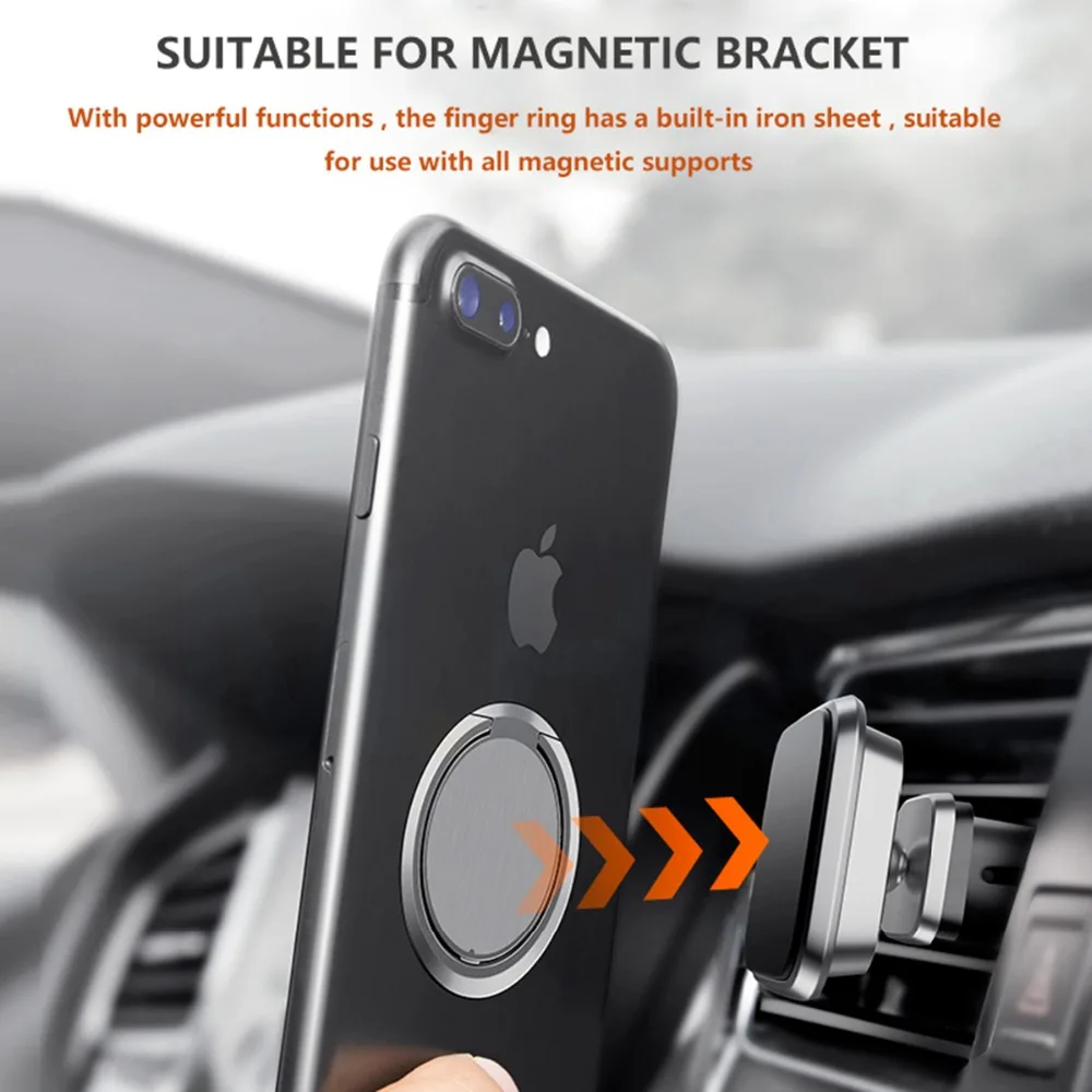 SOONHUA Mobile Phone Finger Ring 90 Degree Rotatable Smartphone Stand Holder For iPhone Samsung Huawei Metal Car Mount Stand