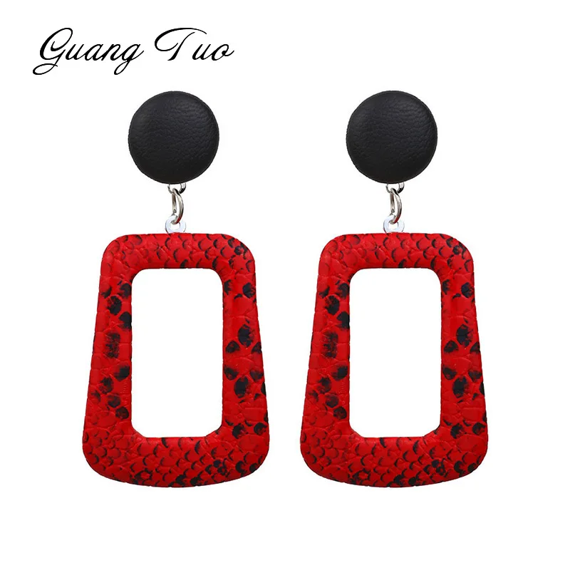 Женские Геометрические серьги квадратные из змеиной кожи модные для ночных