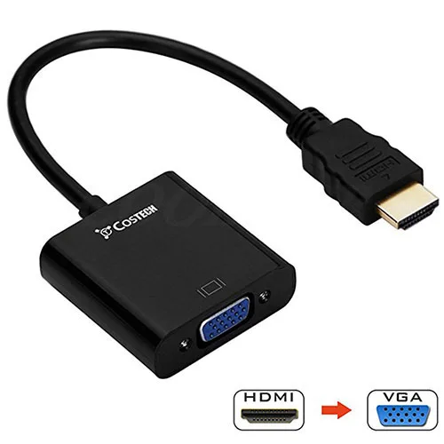 COOLJIER HDMI в VGA кабель конвертер цифровой аналоговый HD 1080P для ПК ноутбука планшета HDMI Мужской в VGA Famale конвертер адаптер - Цвет: Black