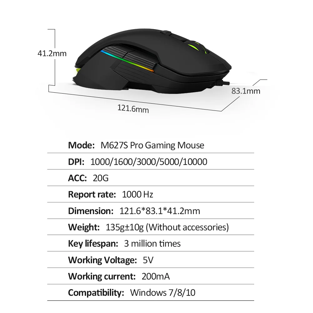 Мышь Delux M627S Проводная игровая 8 кнопок 10000 DPI RGB подсветка|Мыши| |