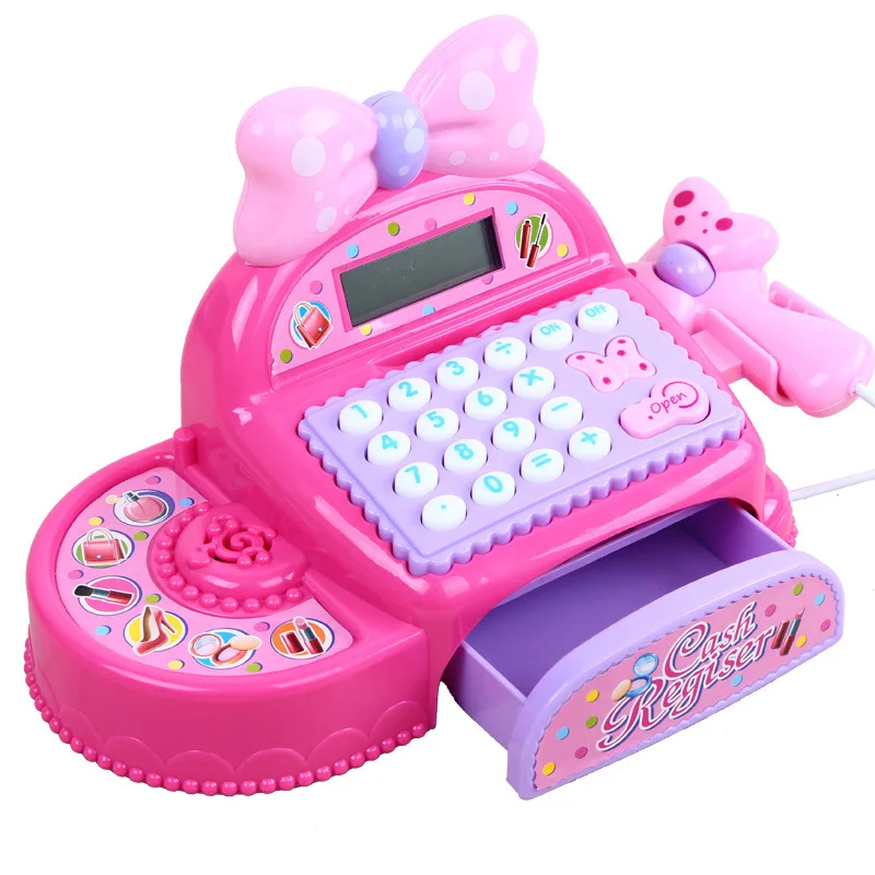 Girl Birthdday Gift Pretend play Simulated Supermarket Cash Register Multi-functional Cash Toys With Calculator and Scanner 4