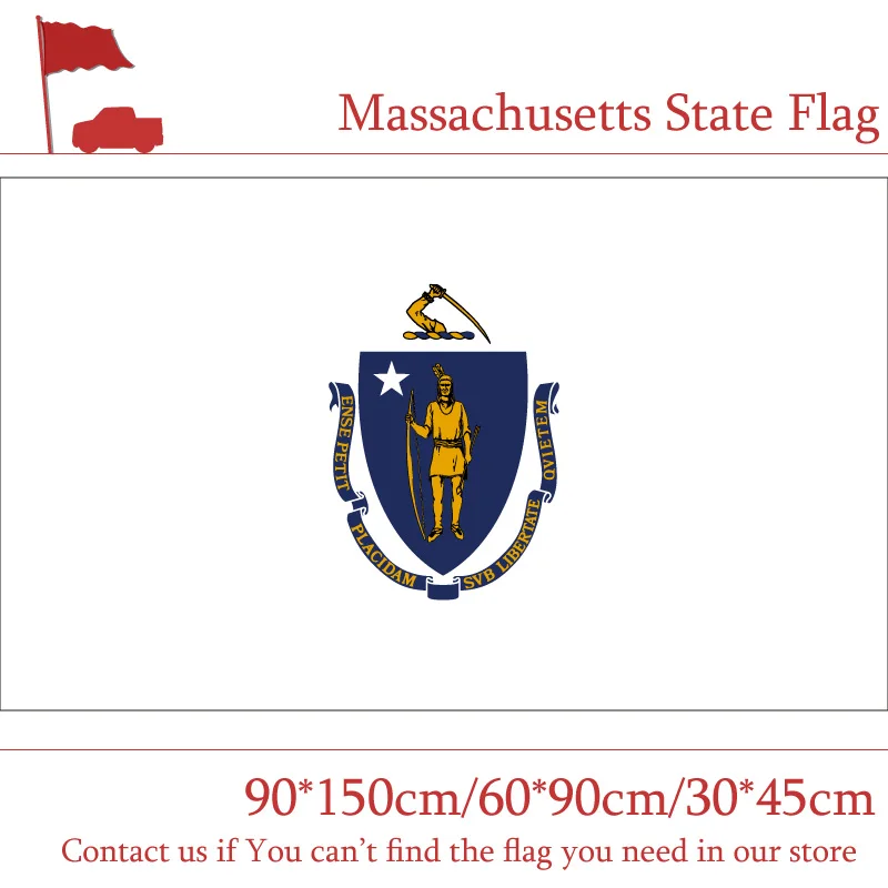 

60*90cm 150x90cm Massachusetts State Flag USA Flag 3x5ft Banner with Brass Metal Holes 30*45cm Car Flag for Home Decoration