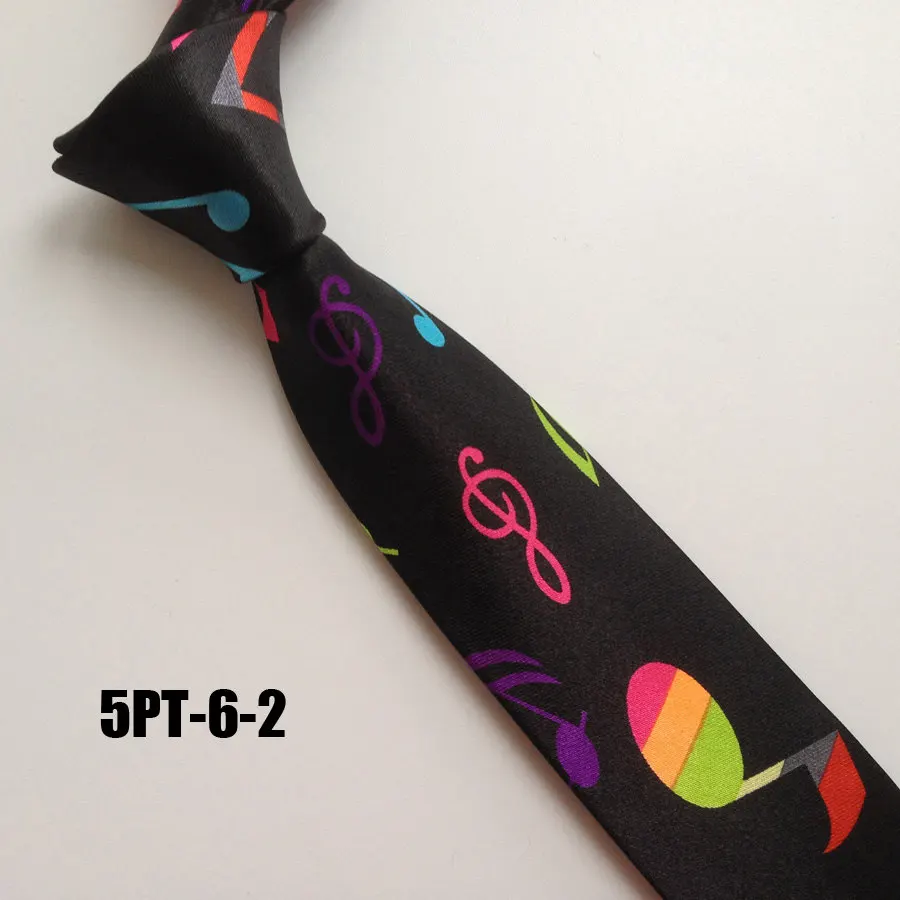 

5cm Men Popular Slim Ties Fashion Satin Rayon Necktie with Stylish Musical Notes