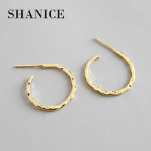 SHANICE Золото Цвет неправильной выпуклой геометрии 925 Серебряное украшенное мозаичное cz кубического циркония серьги гвоздики для женщин ювелирные изделия