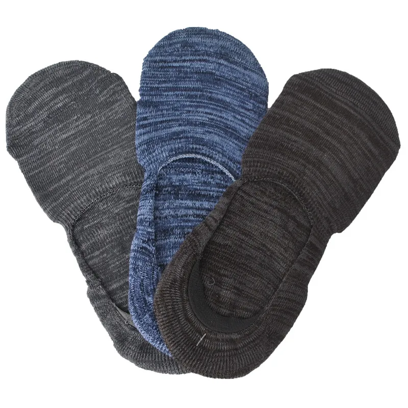 

3 Pairs Terry Thickened With Non-slip Glue Invisible Socks Men's Socks 3 Colors No Show Socks