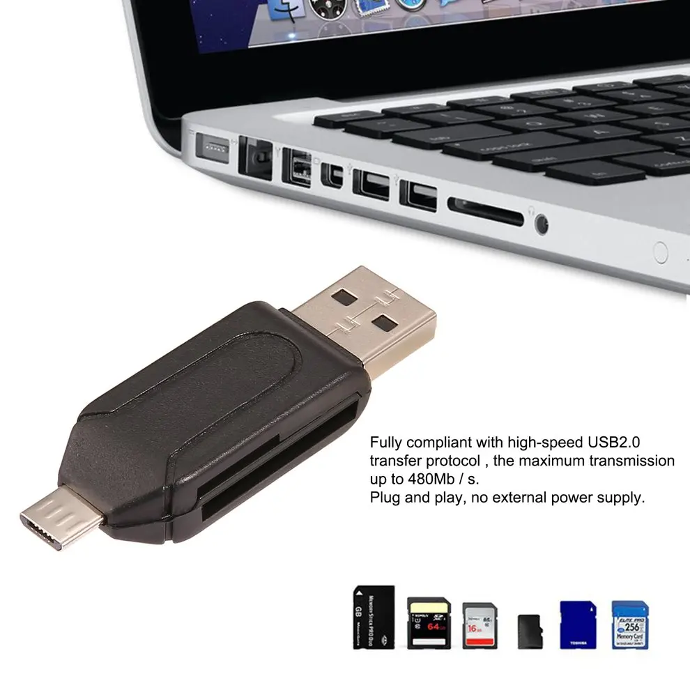 ABS 55x16x10 мм (Д х Ш х В) универсальный card reader Мобильный телефон PC card reader Micro USB OTG картридер OTG TF/SD flash mem