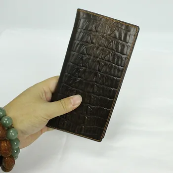

2019 new Men's long wallet 100% Genuine leather Credit/ID Card Holder Slim Purse for men Gift Crocodile pattern FREE SHIPPING