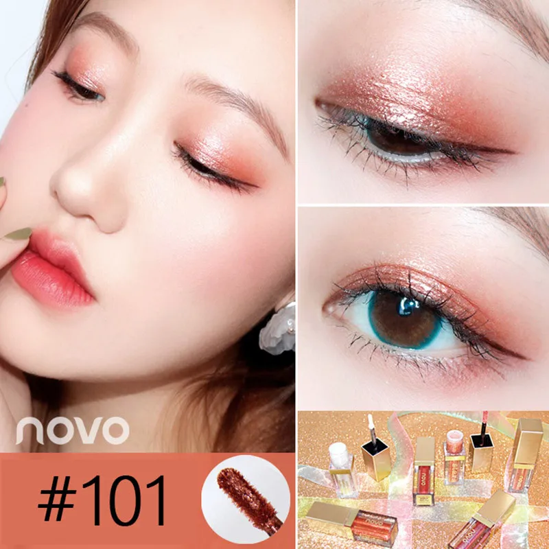 Жидкие блестящие тени для век Novo палитра теней макияж водостойких корейских
