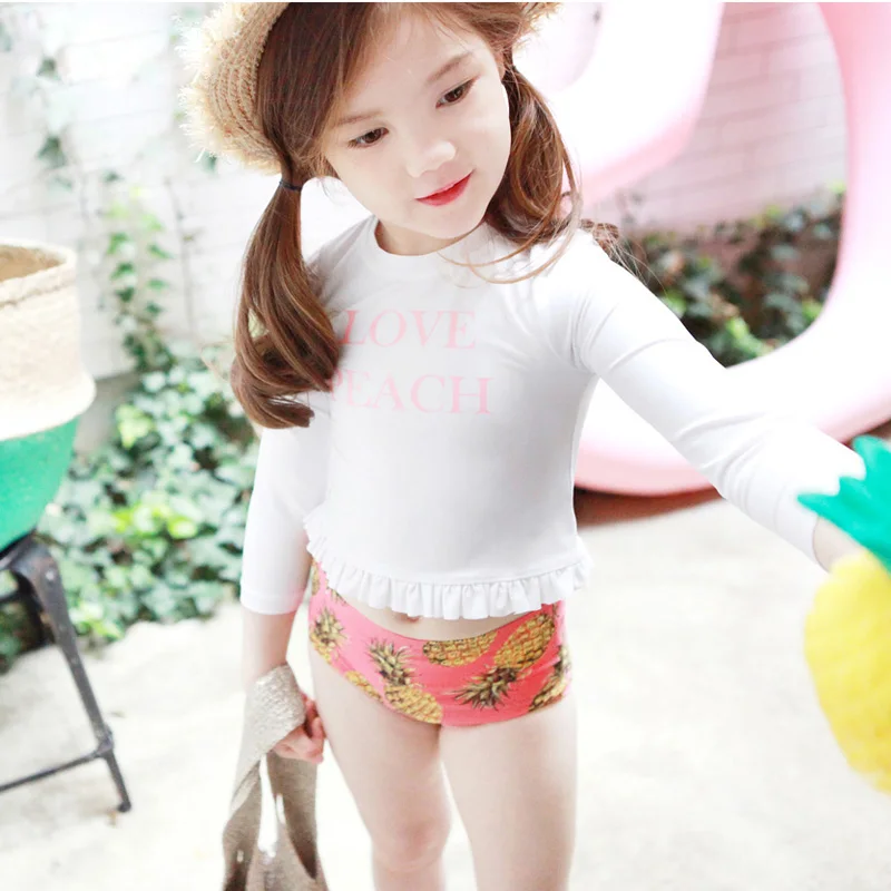 

Summer swimsuit Bathing suit Beachwear Two Pieces Swimwear Baby Girls Swimsuits Long Sleeve Swimming Wear