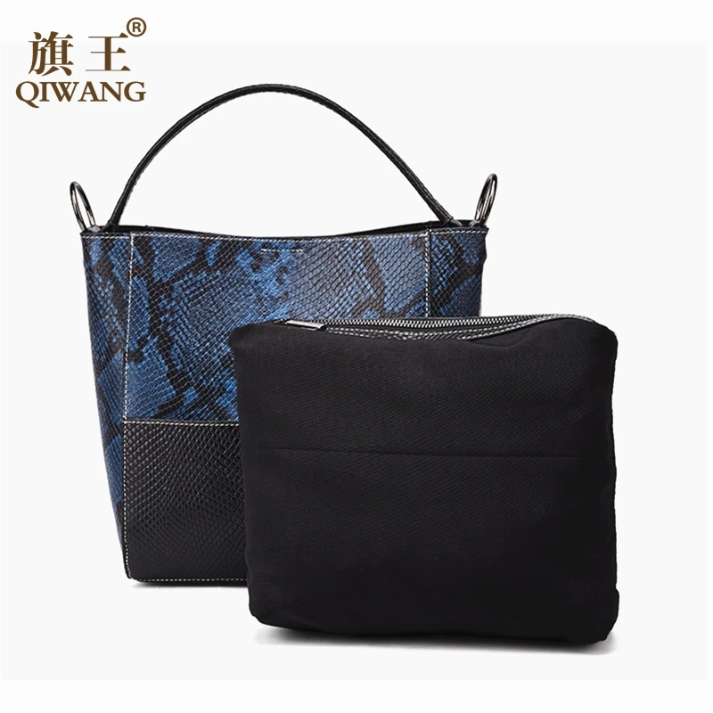 

2019 New Snake Pattern Women Bags Genuine Leather Inside Double Bag Female Shoulder and Handbag Luxury Women Handbags Designer