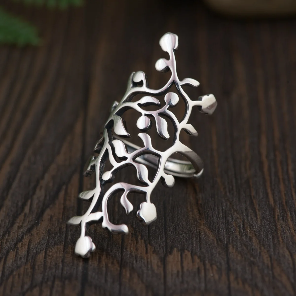 

S925 silver restoring ancient ways is technology Female money rings hollow out openings The index finger ring